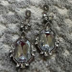 Dazzling Silver Crystal Floral Earrings